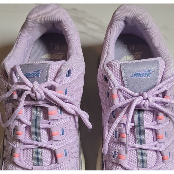 Avia Shoes - Avia Purple/Pink/Gray Solid Low Top Lace Up Women's Athletic Sneakers Logo